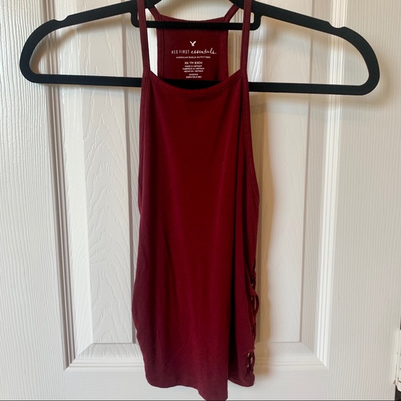 AEO : Y2K High Neck Tank Cute Lace Up Sides EUC - Picture 5 of 12